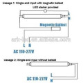 ARK A-Serie (Euro) VDE TÜV CE RoHs genehmigt, T8 5ft / 1,5 m, 100 ~ 110lm / w, 24W, Single-End-Power T8 LED Tube Lampe mit LED-Starter